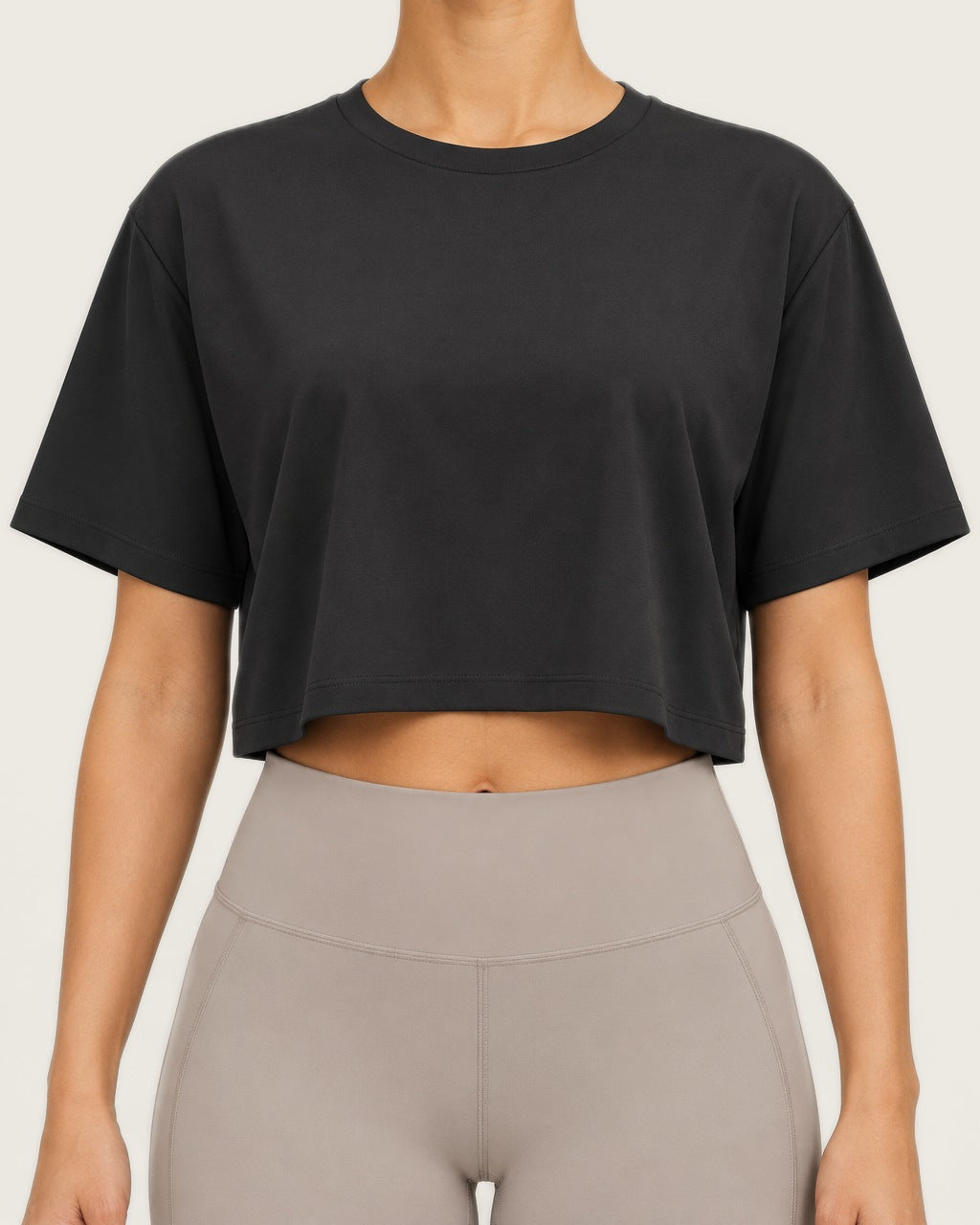 ROMY Ease Cropped Tee in Black — product view