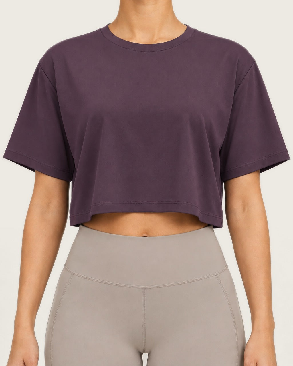 ROMY Ease Cropped Tee in Plum — product view