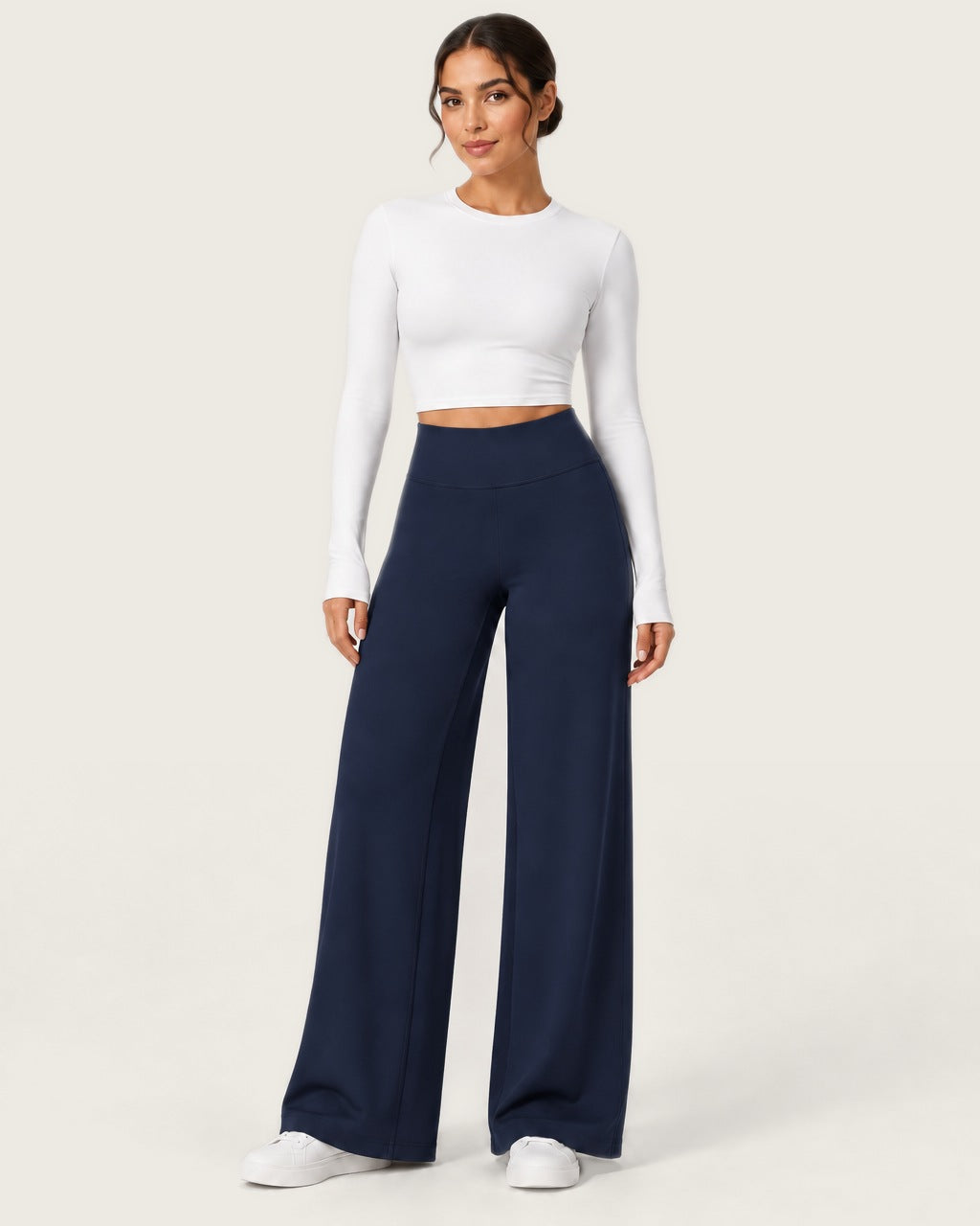 ROMY Ease Wide Leg Pant in Navy — front view