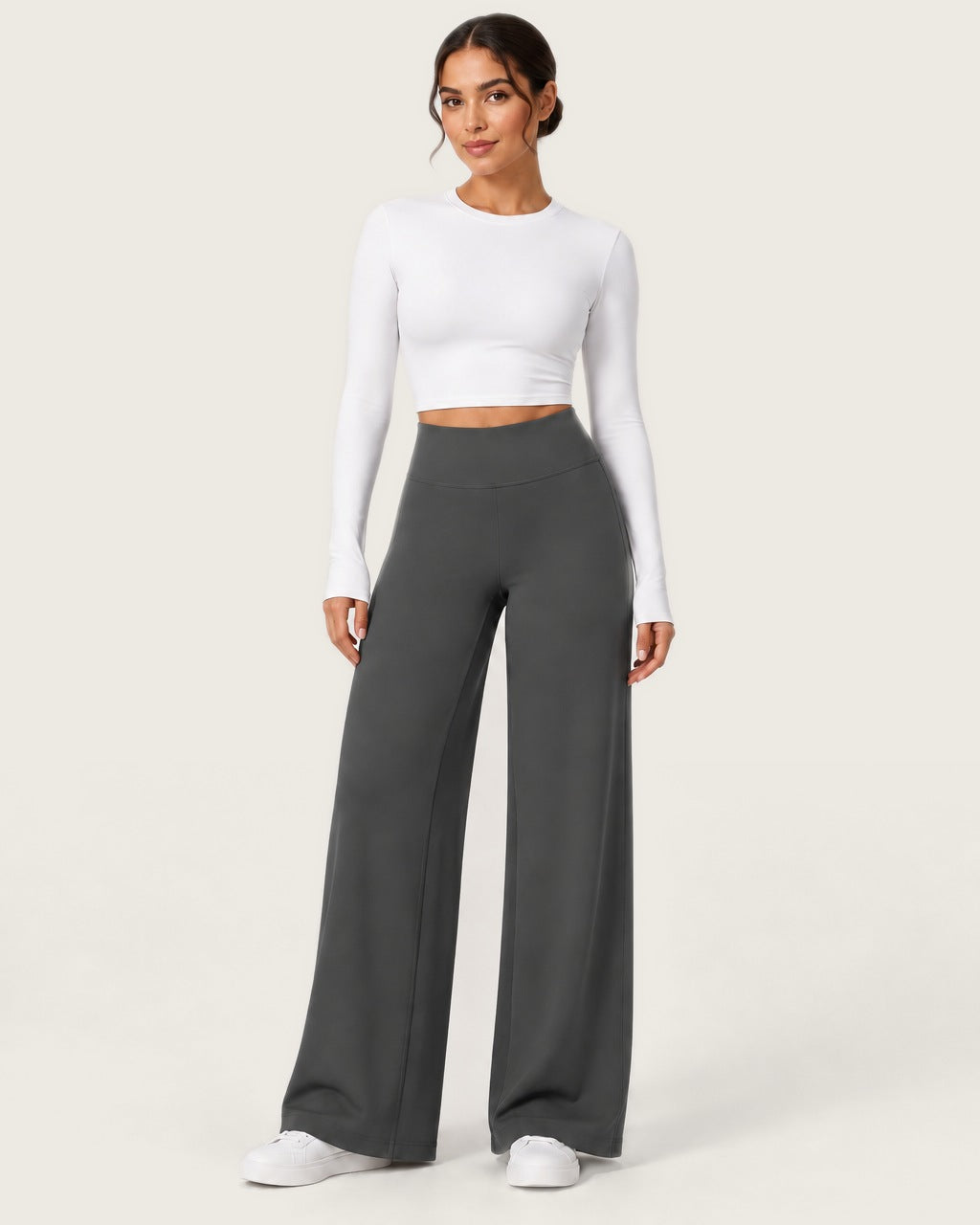 ROMY Ease Wide Leg Pant in Slate — front view