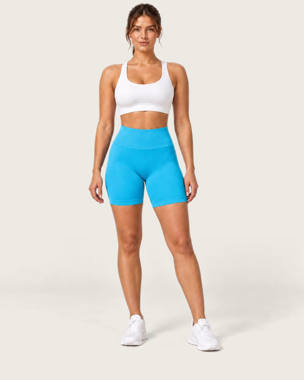 ROMY Form Seamless Shorts in Aqua — front view