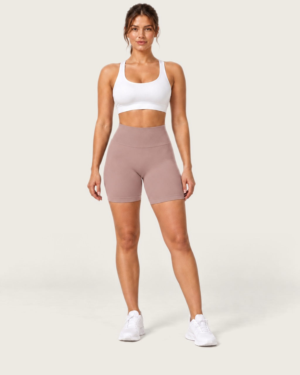 ROMY Form Seamless Shorts in Dusty Rose — front view