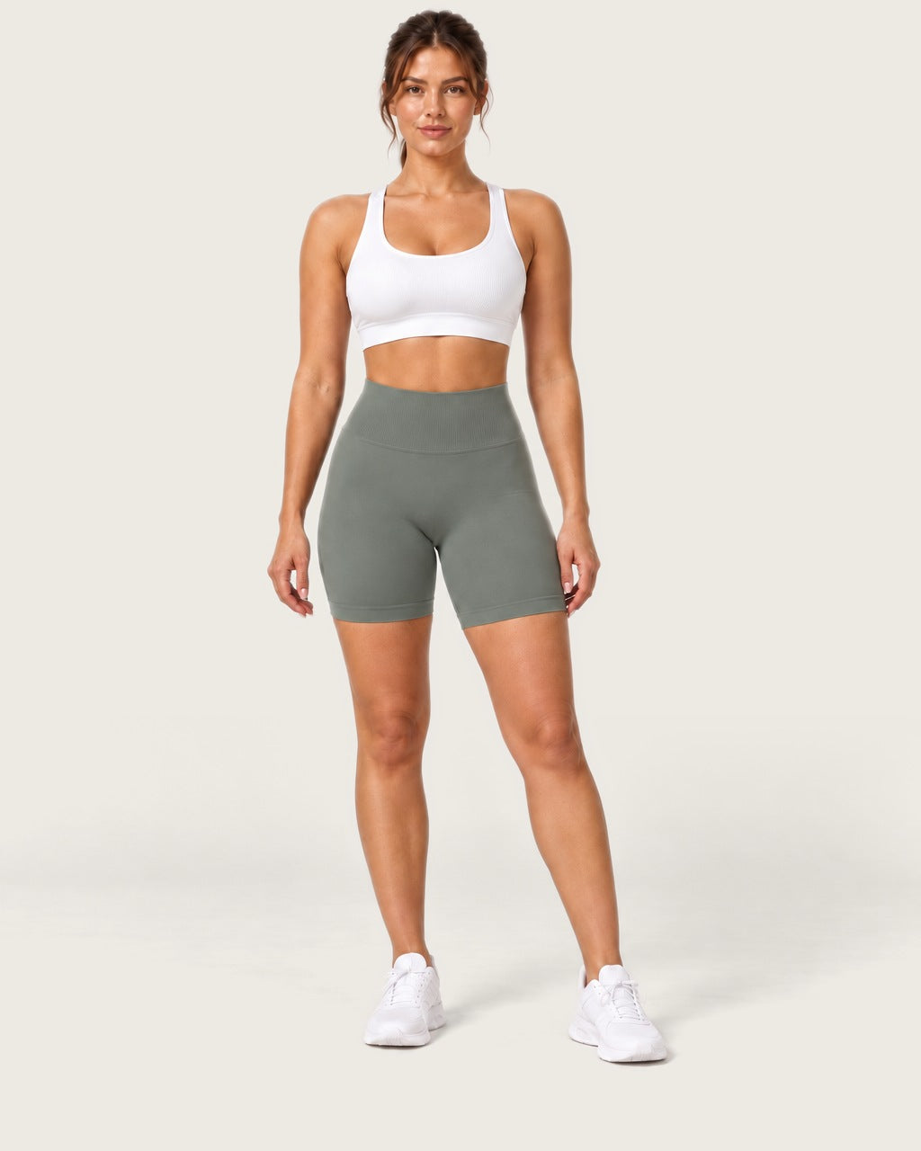 ROMY Form Seamless Shorts in Eucalyptus — front view