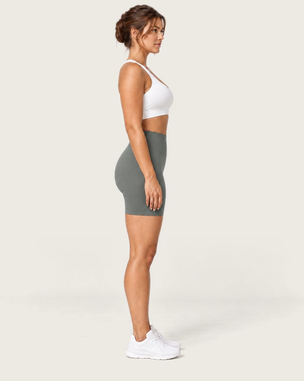 ROMY Form Seamless Shorts in Eucalyptus — side profile