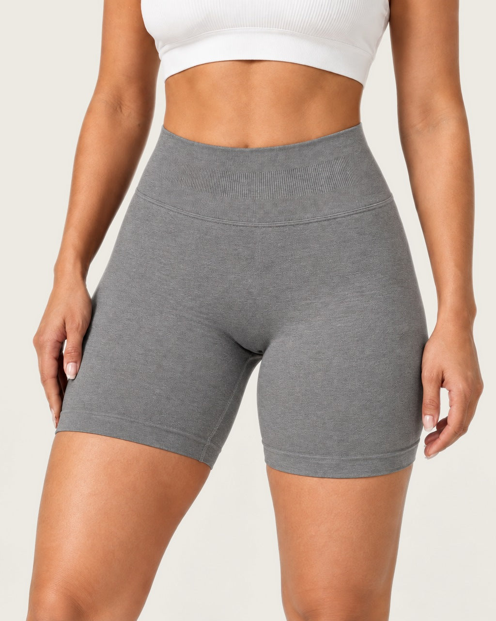 ROMY Form Seamless Shorts in Heather Grey — product view