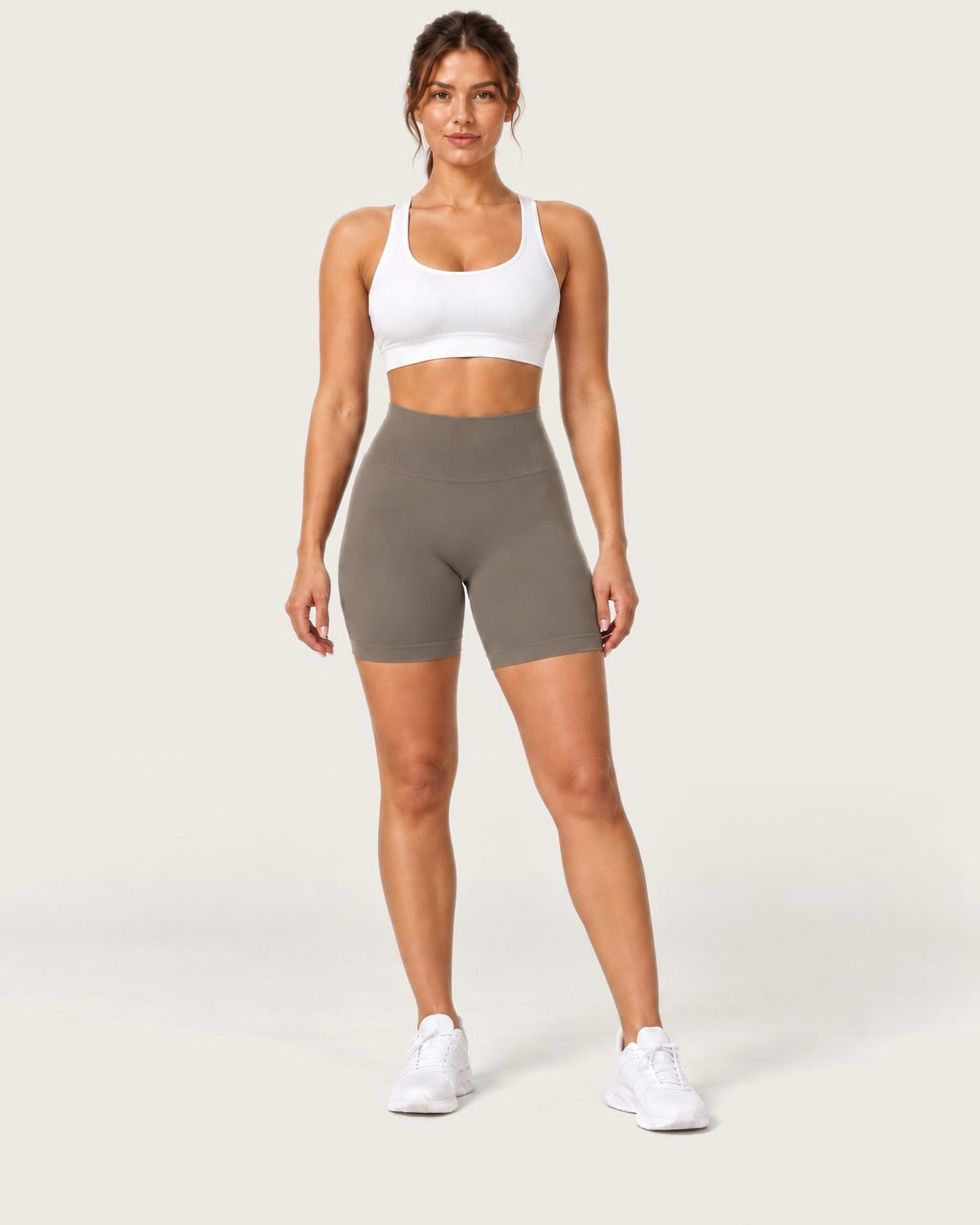ROMY Form Seamless Shorts in Taupe — front view