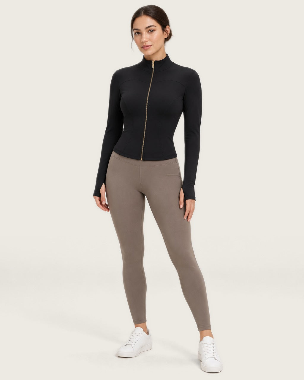 ROMY Layer Fitted Zip Jacket in Black — front view