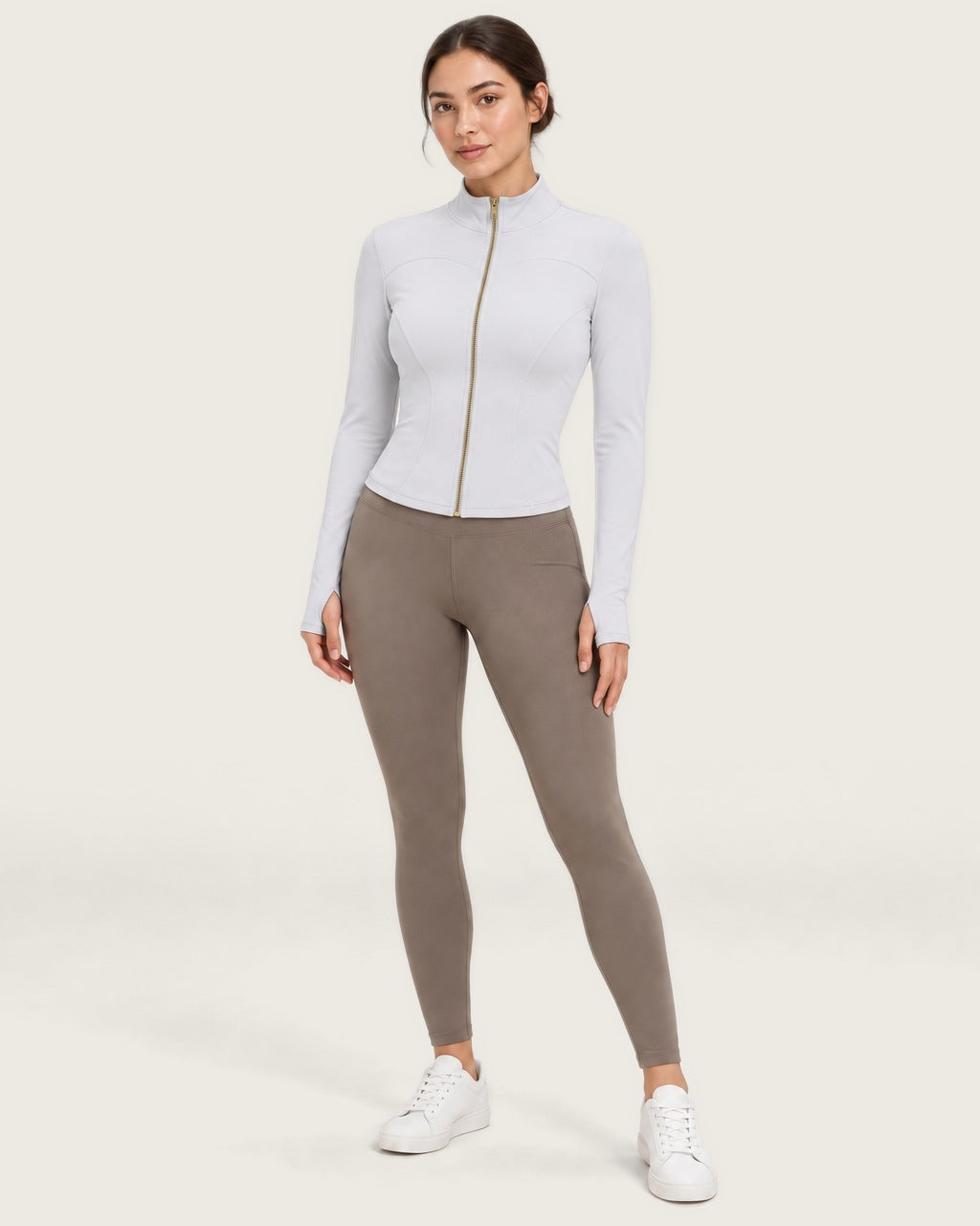 ROMY Layer Fitted Zip Jacket in White — front view