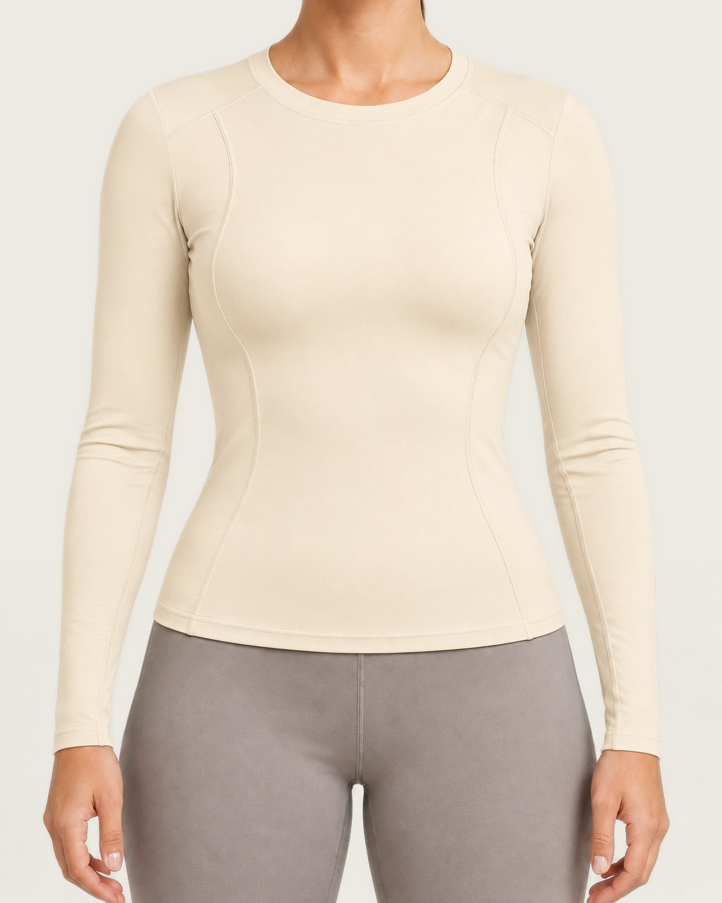 ROMY Sculpt Contour Long Sleeve Top in Ivory — product view