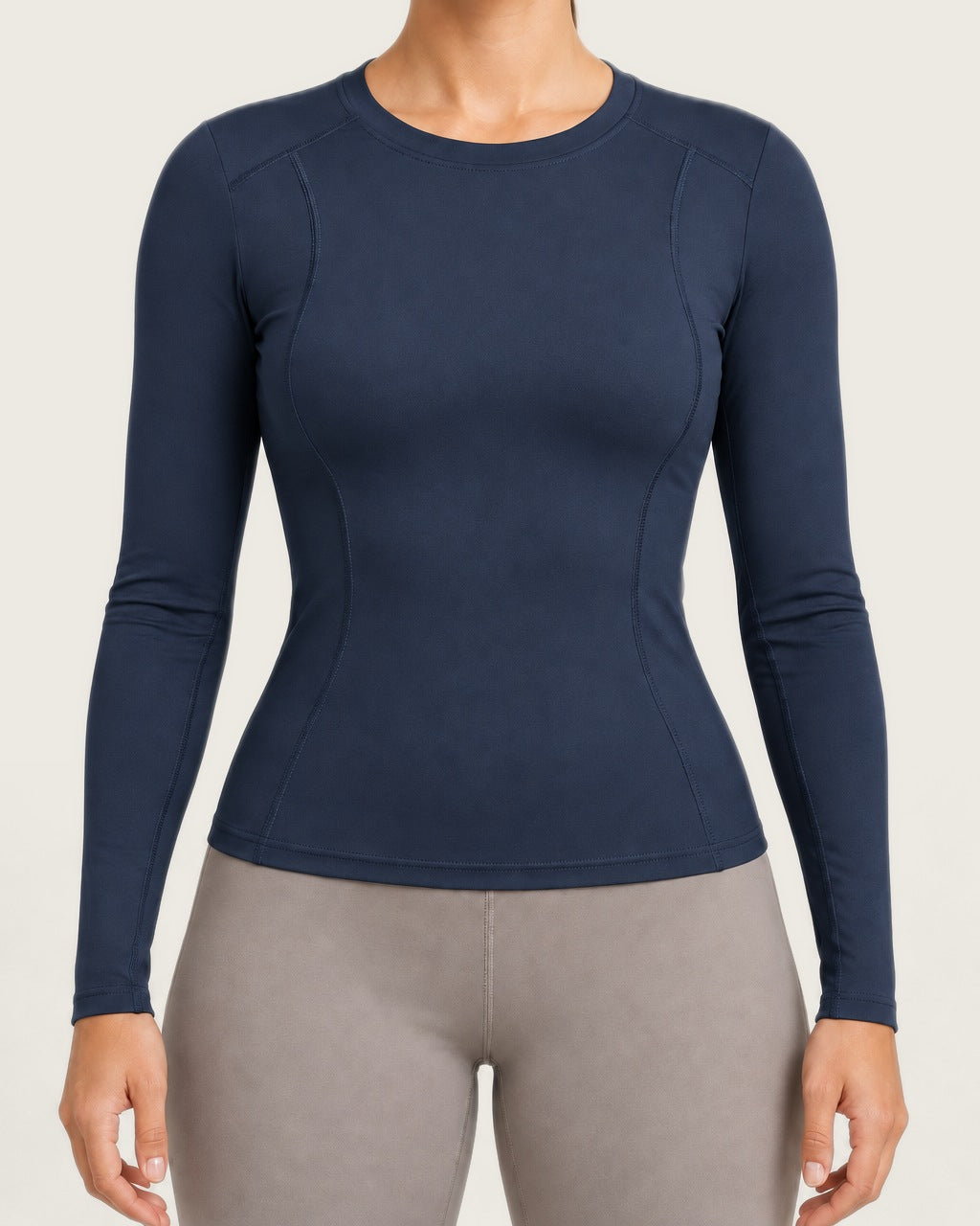 ROMY Sculpt Contour Long Sleeve Top in Navy — product view
