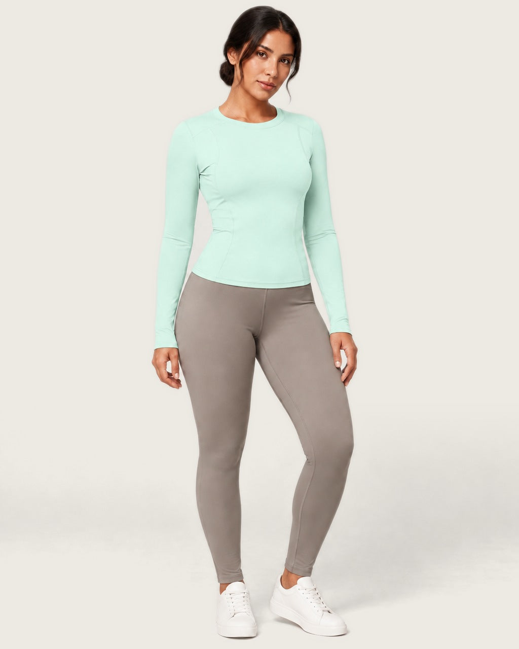 ROMY Sculpt Contour Long Sleeve Top in Seafoam — front view