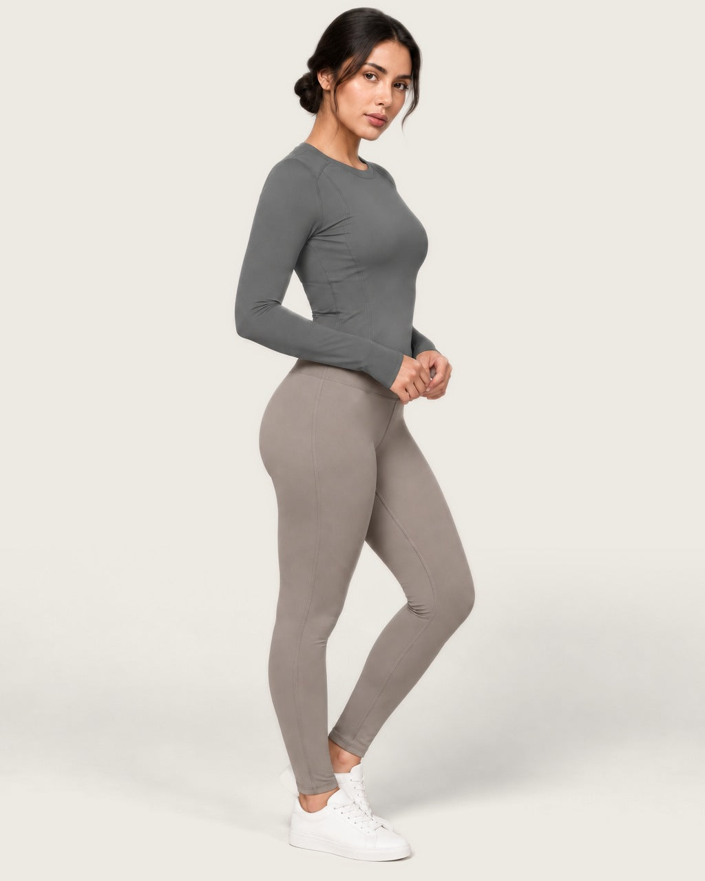 ROMY Sculpt Contour Long Sleeve Top in Slate — side profile