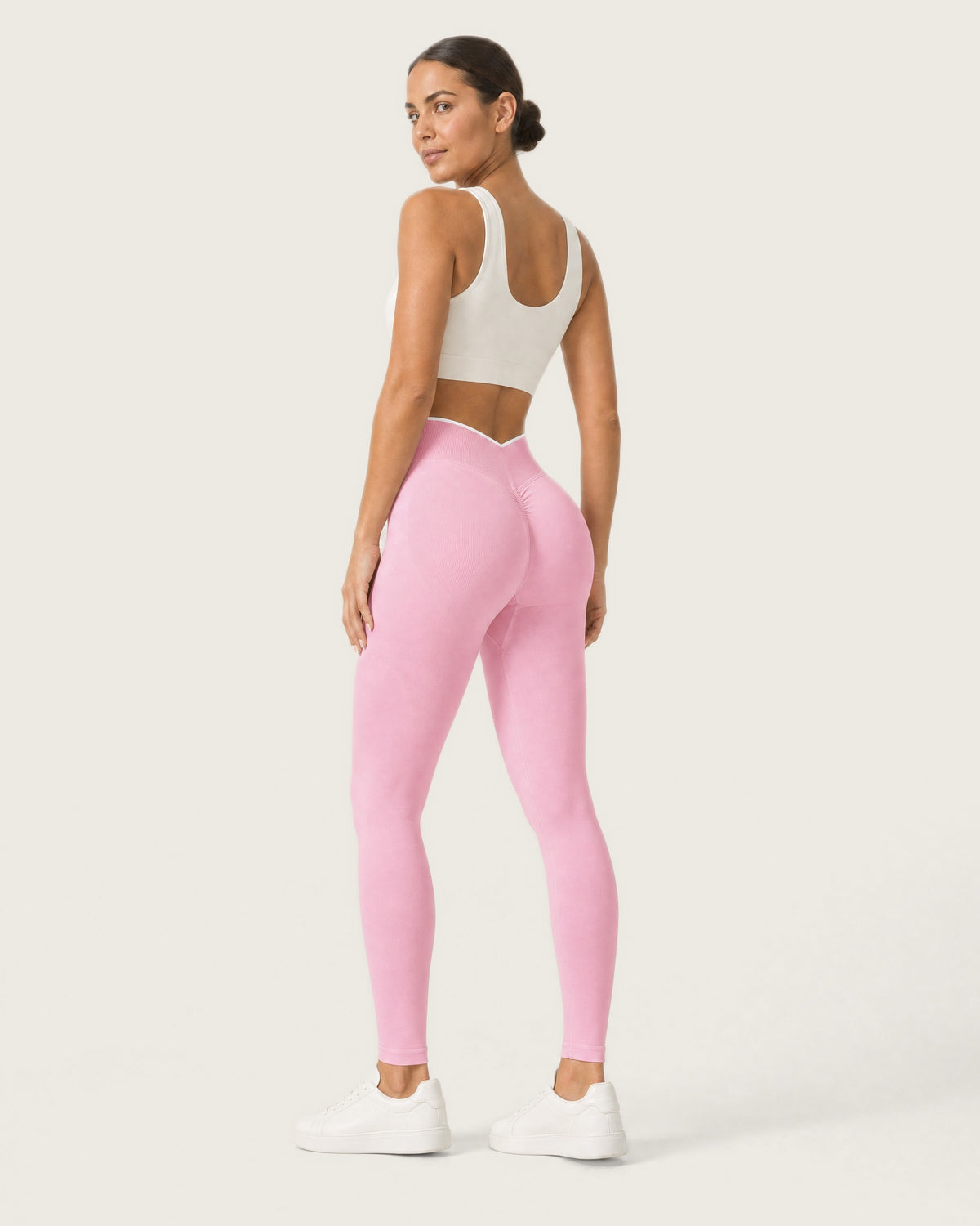 ROMY Sculpt Contrast Waist Legging in Blossom — three-quarter back view