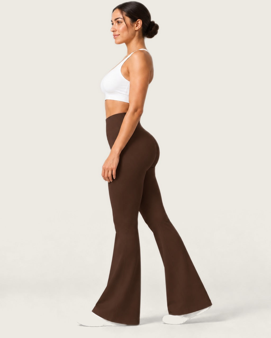 ROMY Sculpt Flare Pant in Espresso — side profile