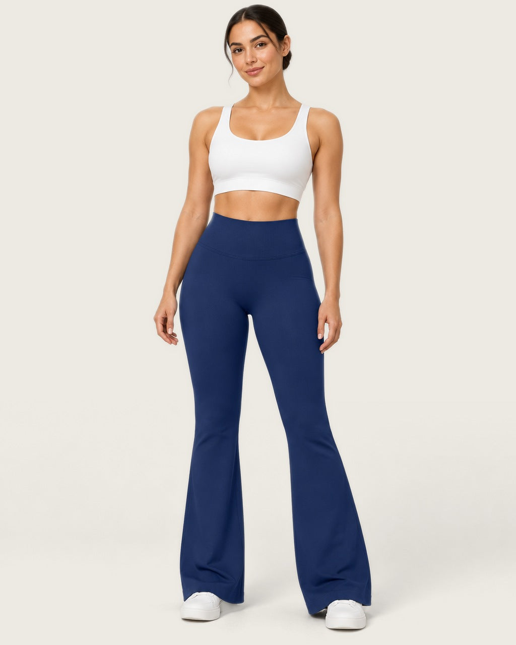 ROMY Sculpt Flare Pant in Navy — front view