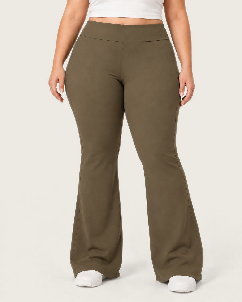 ROMY Sculpt Plus Flare Pant in Khaki — product view