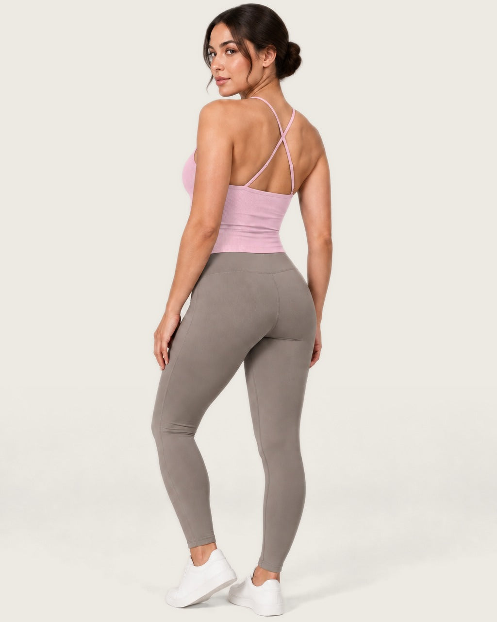 ROMY Sculpt Ruched Cami in Blossom — three-quarter back view