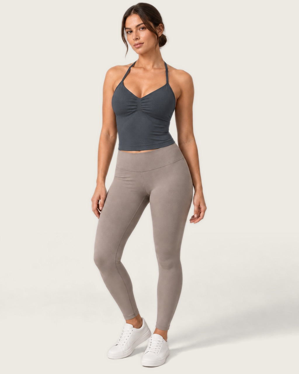 ROMY Sculpt Ruched Cami in Charcoal — front view
