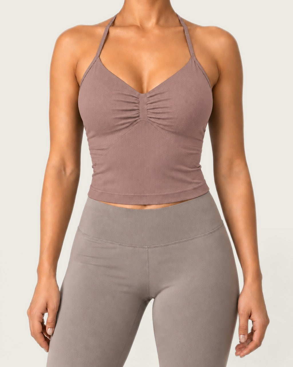 ROMY Sculpt Ruched Cami in Clay — product view