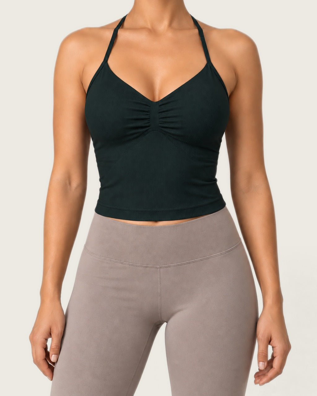 ROMY Sculpt Ruched Cami in Forest — product view