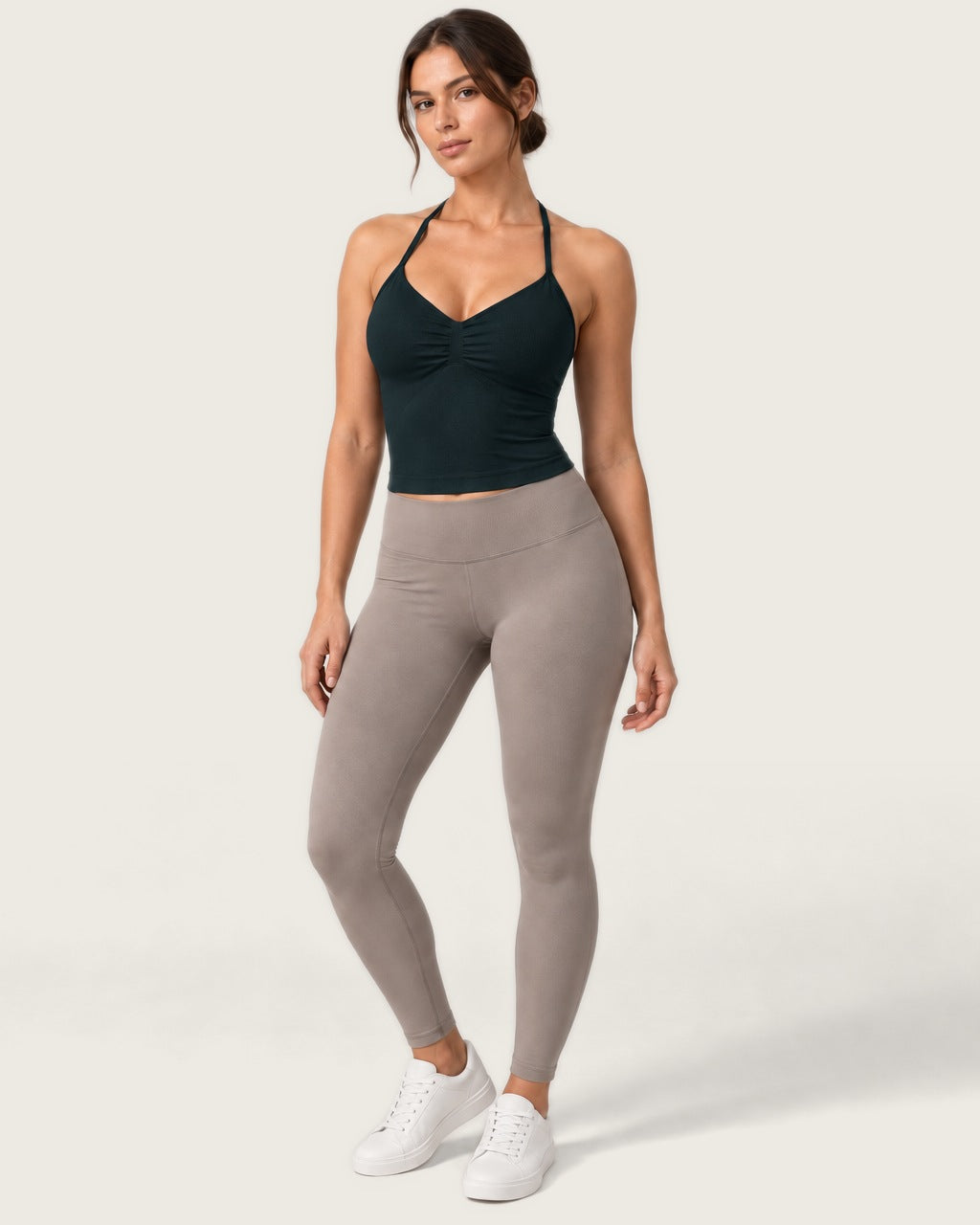 ROMY Sculpt Ruched Cami in Forest — front view