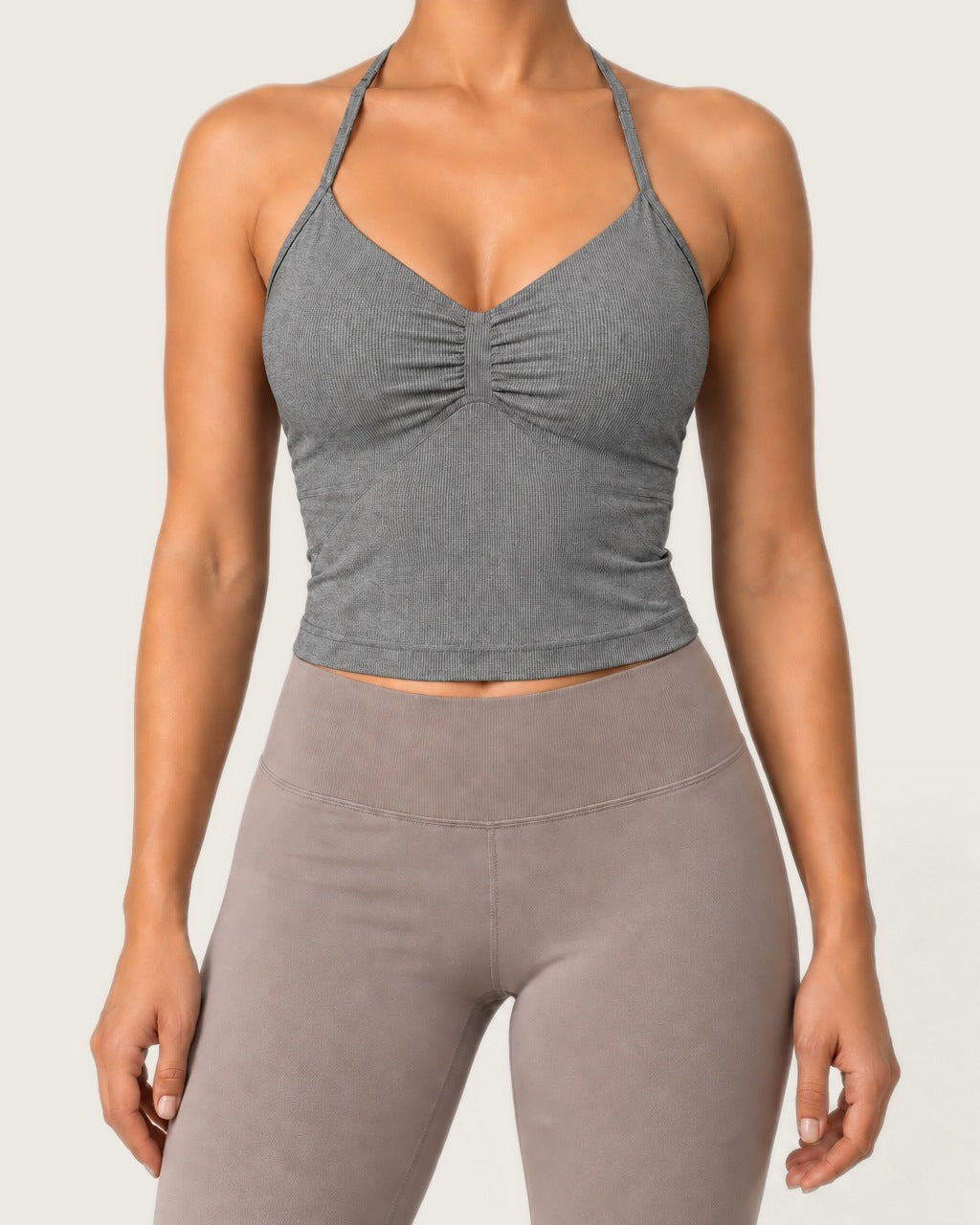 ROMY Sculpt Ruched Cami in Heather Grey — product view