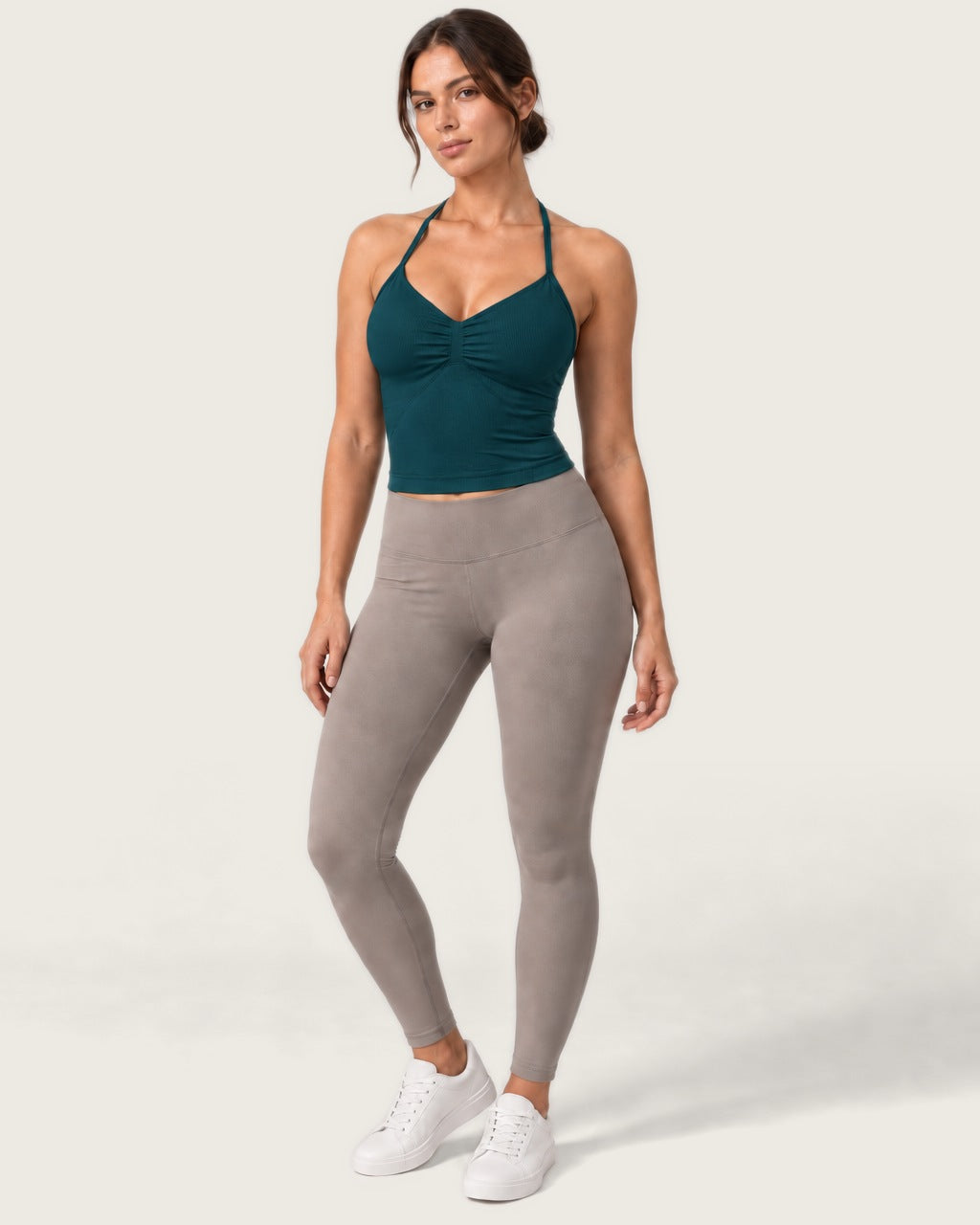 ROMY Sculpt Ruched Cami in Teal — front view