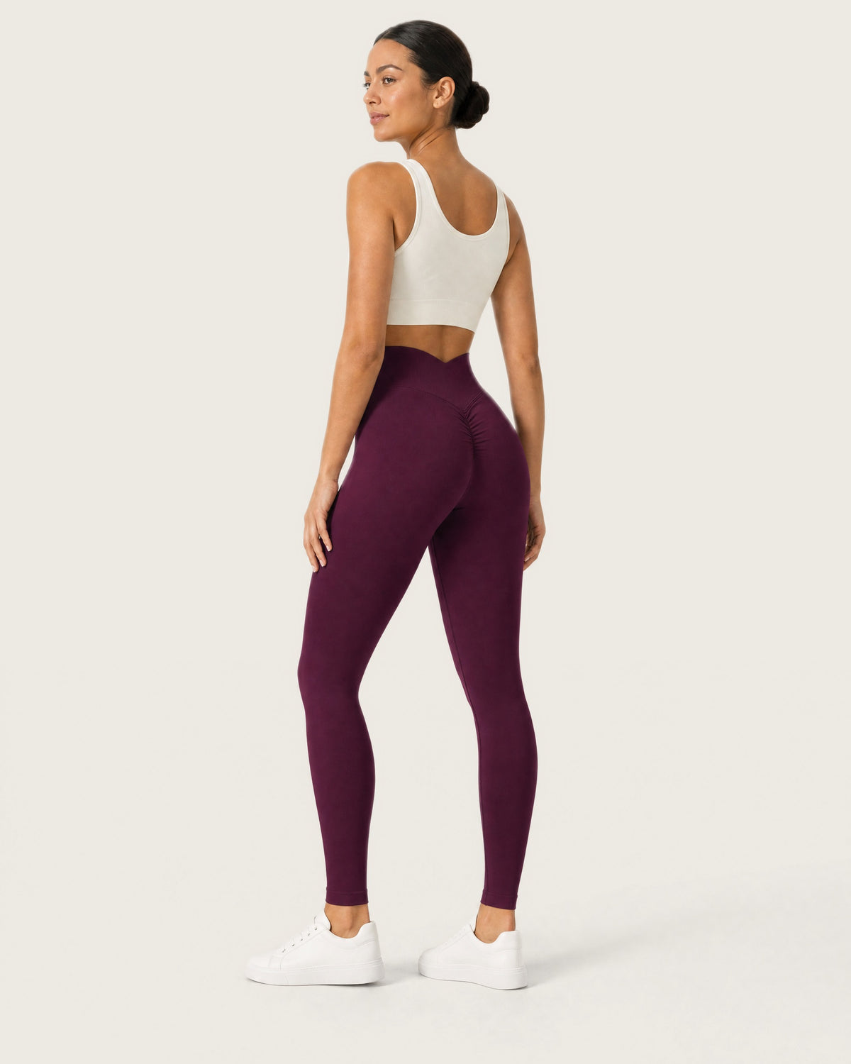 ROMY Sculpt Seamless Legging in Berry — three-quarter back view