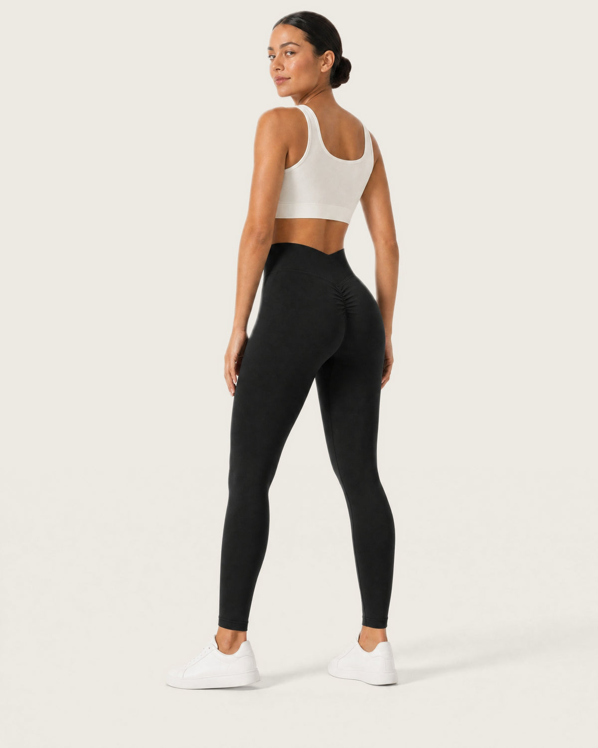 ROMY Sculpt Seamless Legging in Black — three-quarter back view