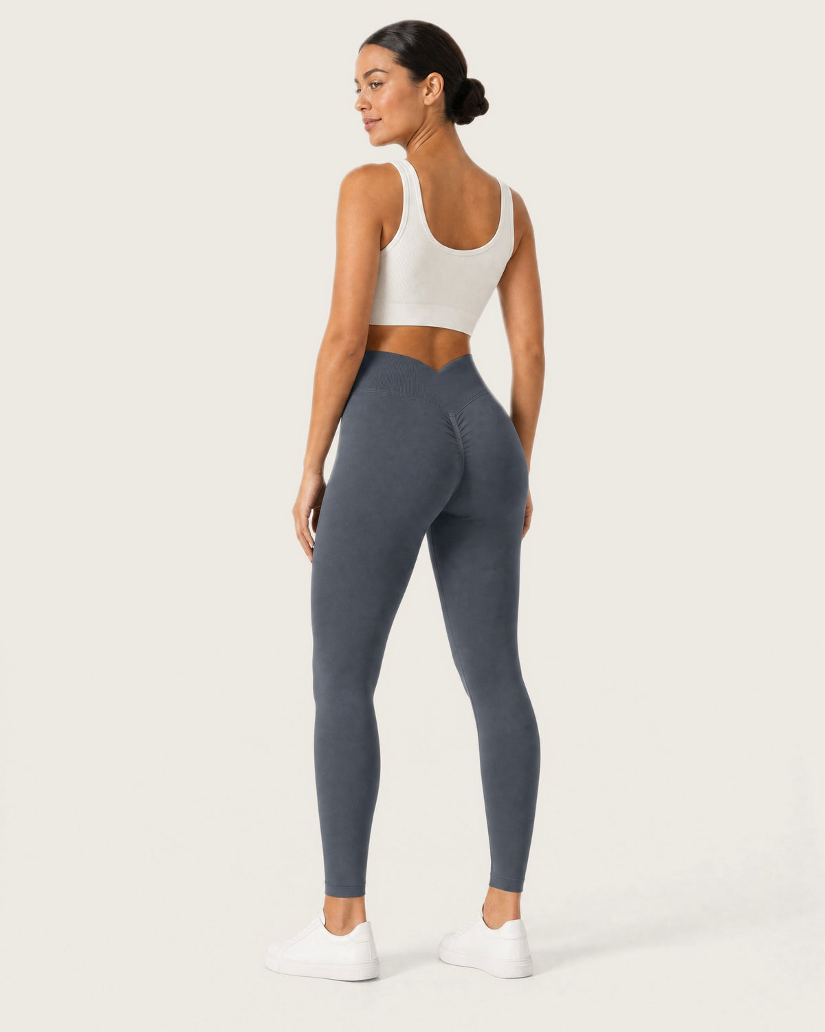ROMY Sculpt Seamless Legging in Charcoal — three-quarter back view