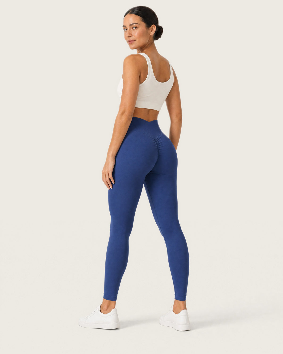 ROMY Sculpt Seamless Legging in Cobalt — three-quarter back view