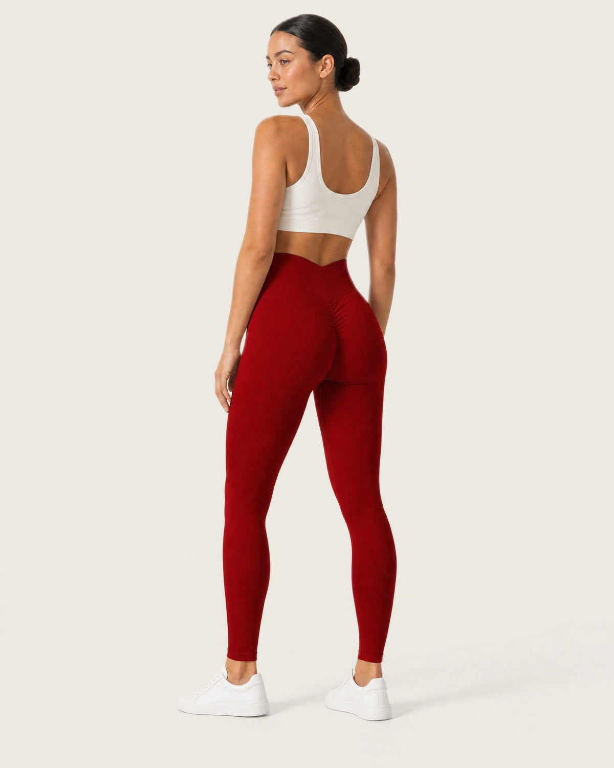 ROMY Sculpt Seamless Legging in Crimson — three-quarter back view
