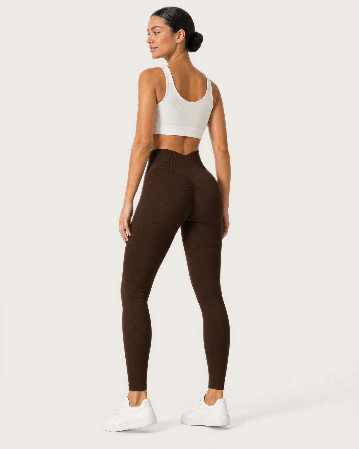 ROMY Sculpt Seamless Legging in Espresso — three-quarter back view