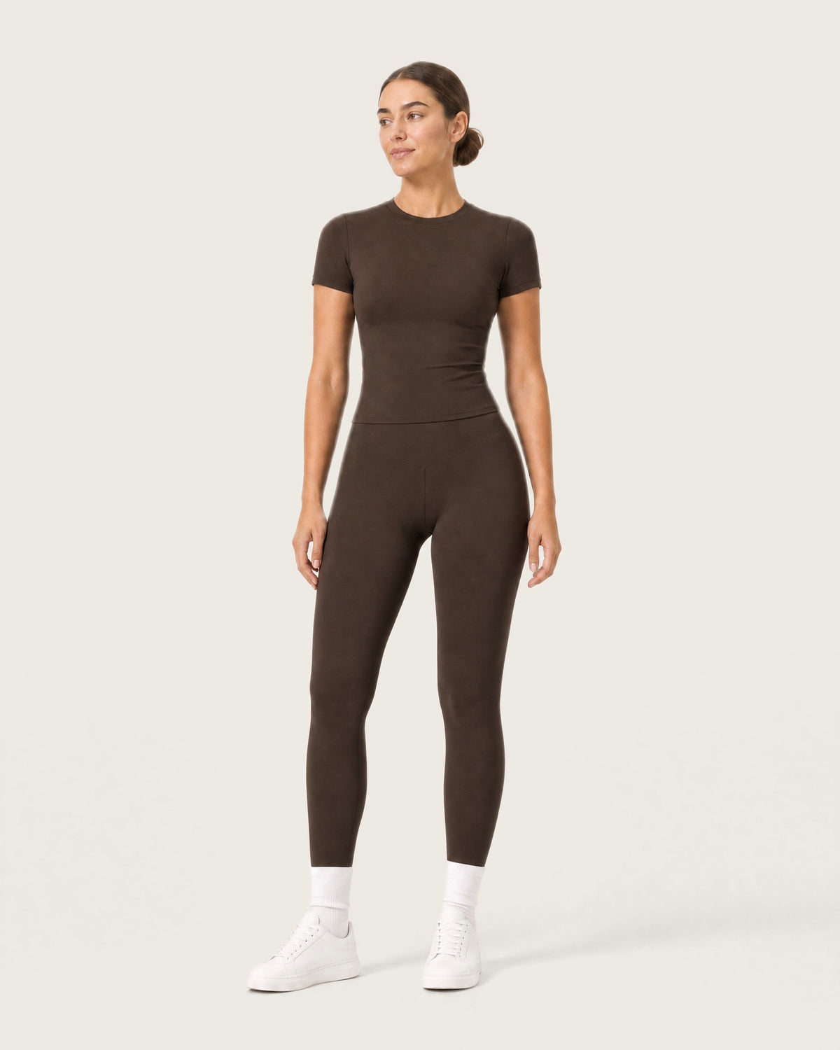 ROMY Studio Legging Set in Espresso — front view