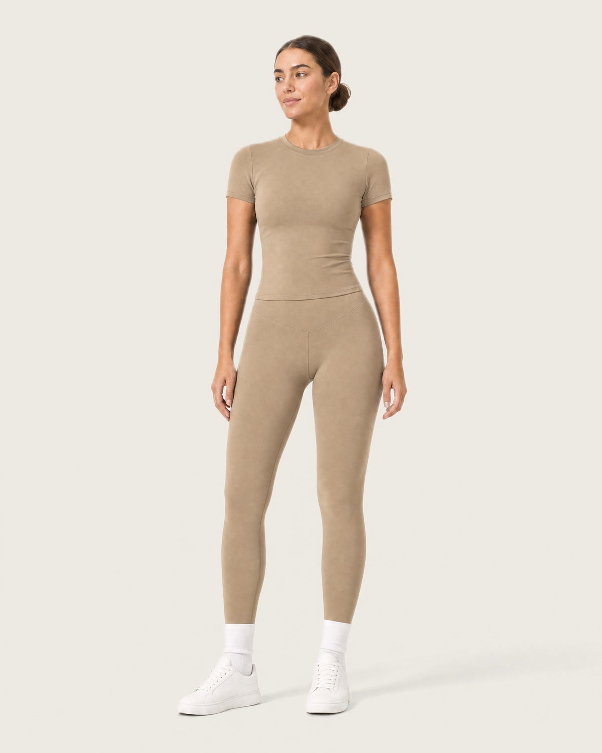 ROMY Studio Legging Set in Sand — front view