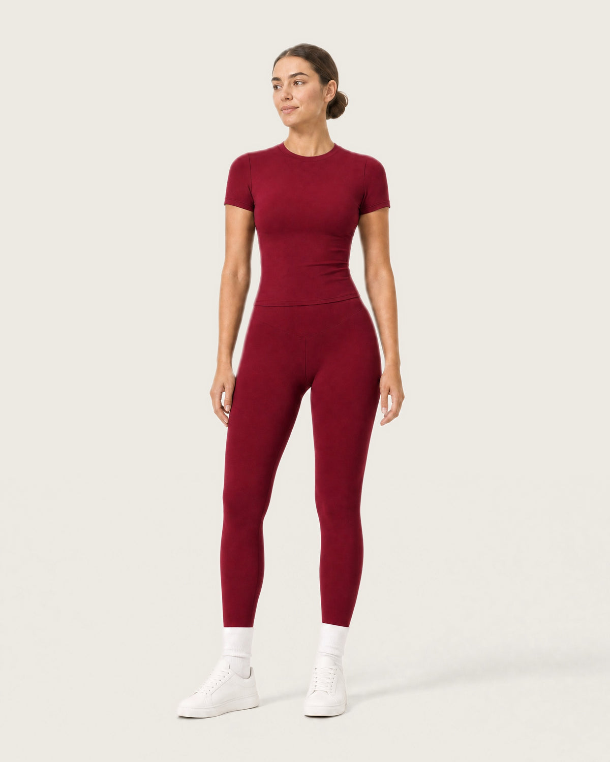 ROMY Studio Legging Set in Wine — front view