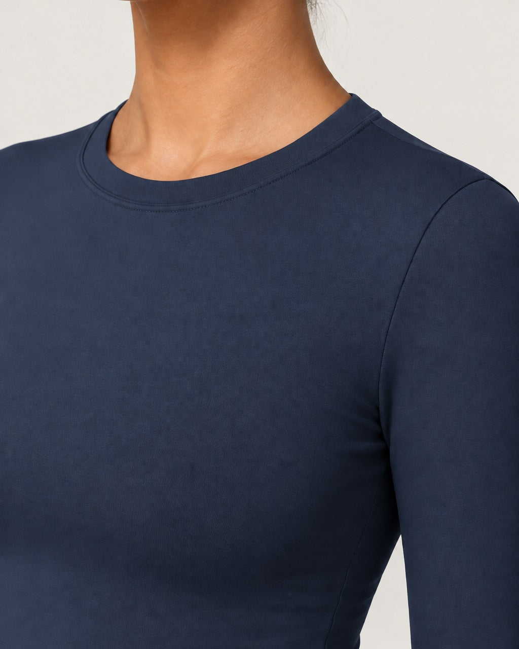 ROMY Studio Long Sleeve Set in Navy — close-up of waistband and fabric