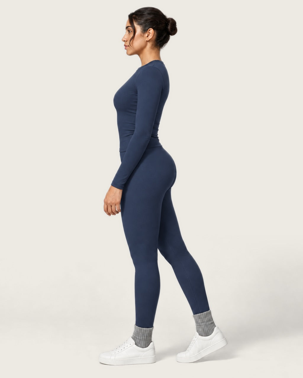 ROMY Studio Long Sleeve Set in Navy — side profile