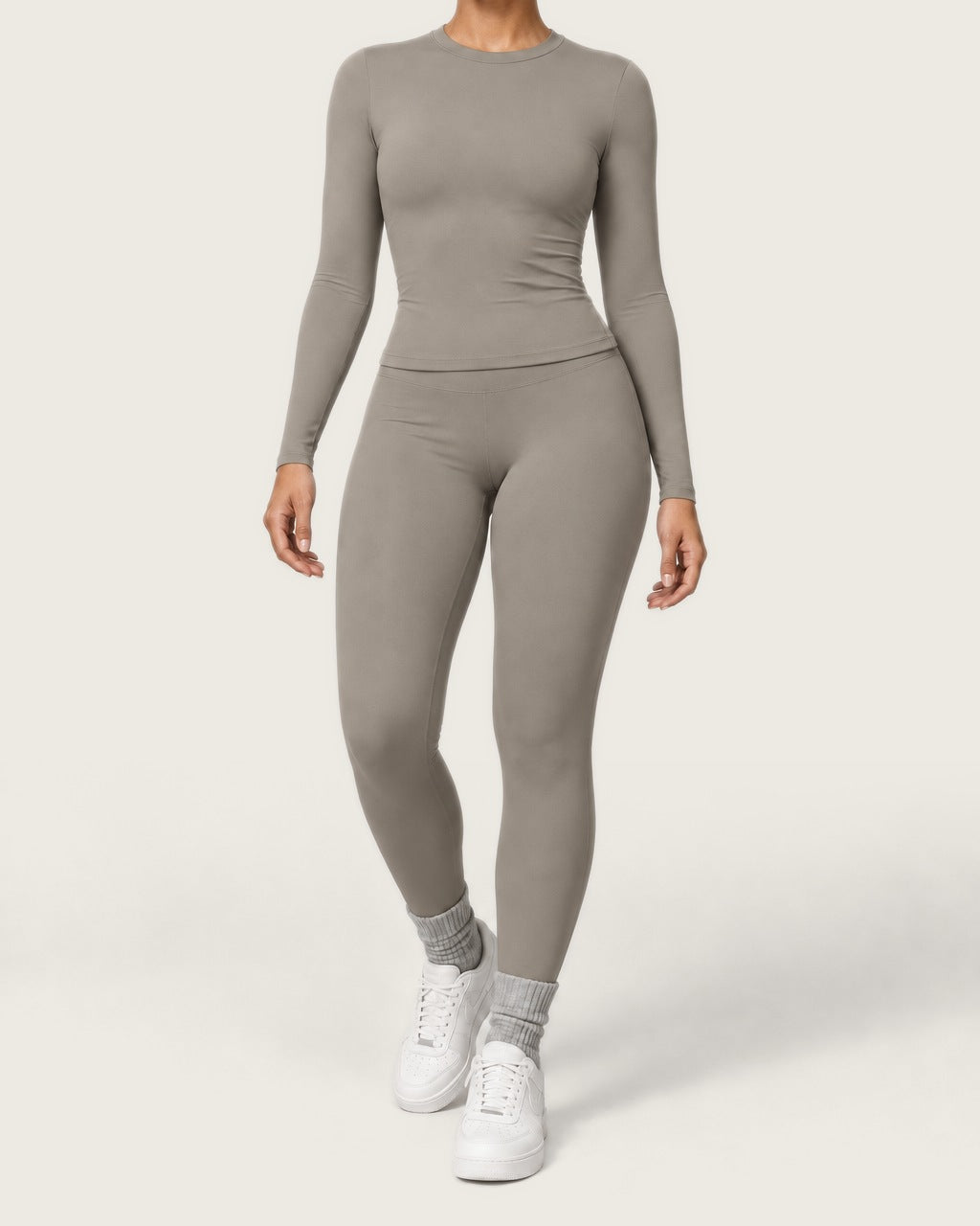 ROMY Studio Long Sleeve Set in Taupe — product view