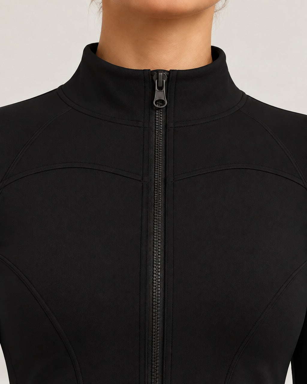 ROMY Studio Zip Set in Black — close-up of waistband and fabric