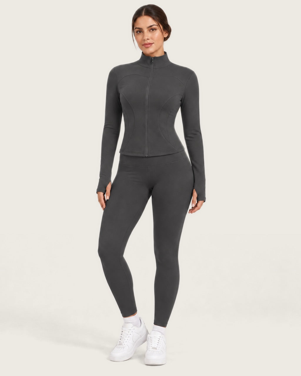 ROMY Studio Zip Set in Charcoal — front view