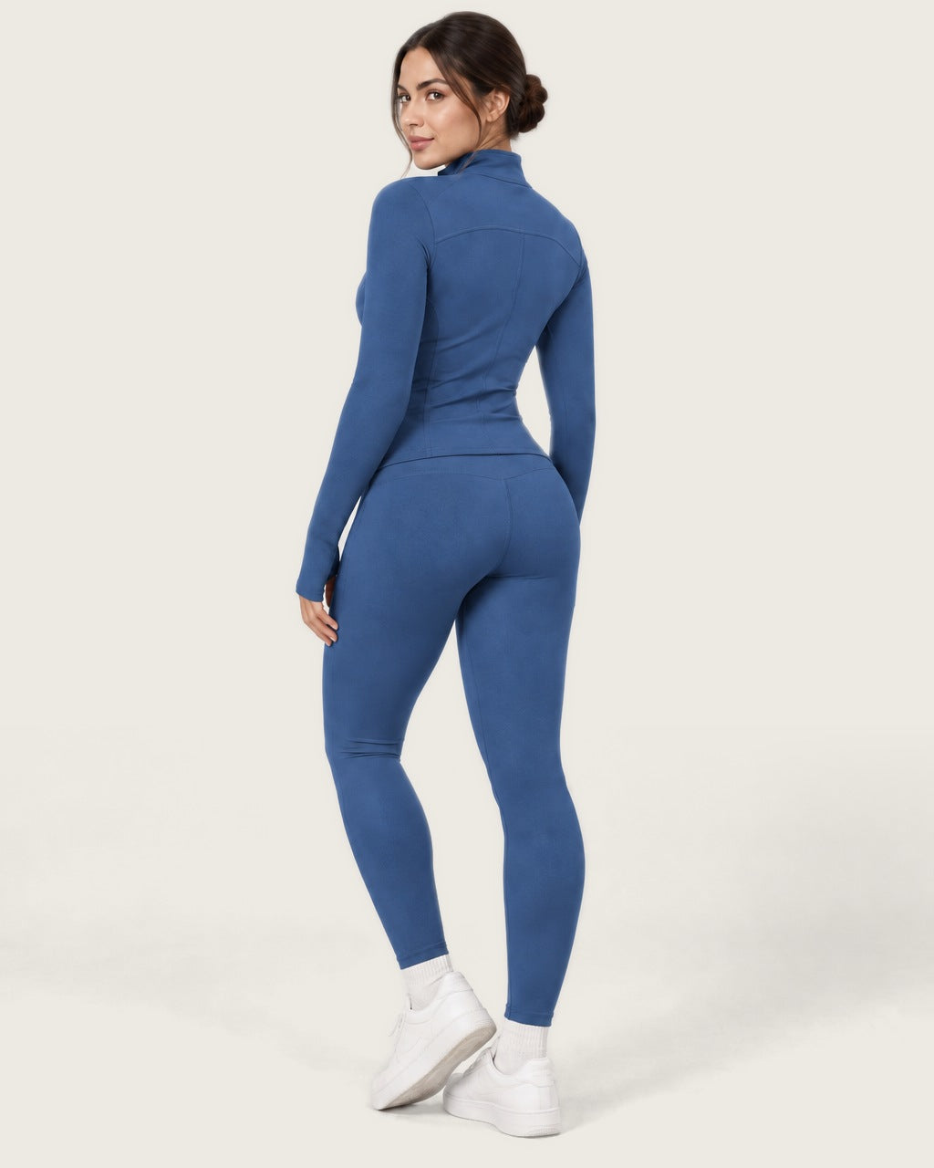 ROMY Studio Zip Set in Cobalt — three-quarter back view