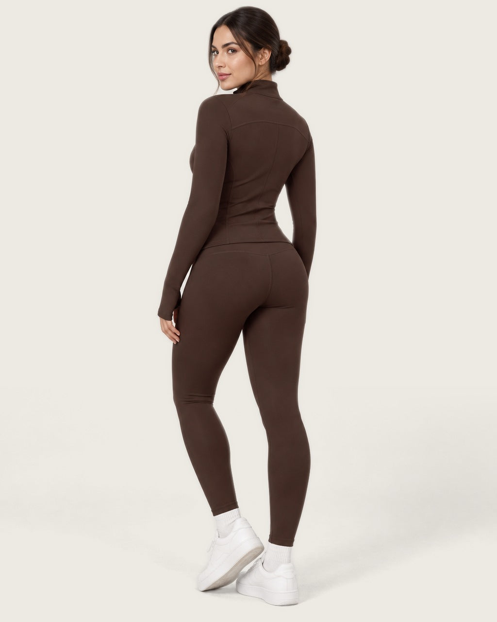 ROMY Studio Zip Set in Espresso — three-quarter back view