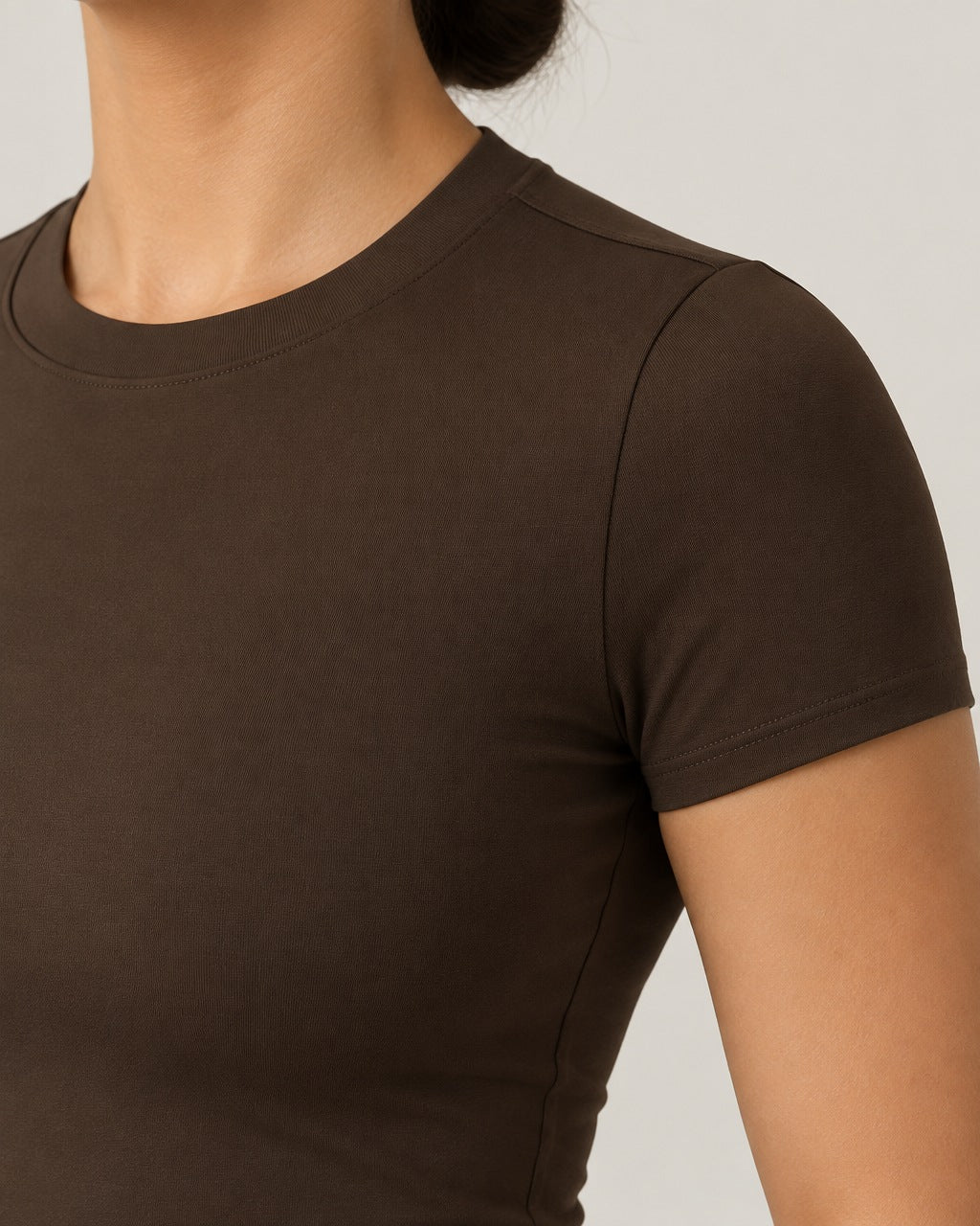 ROMY The Anchor Top in Espresso — close-up of waistband and fabric