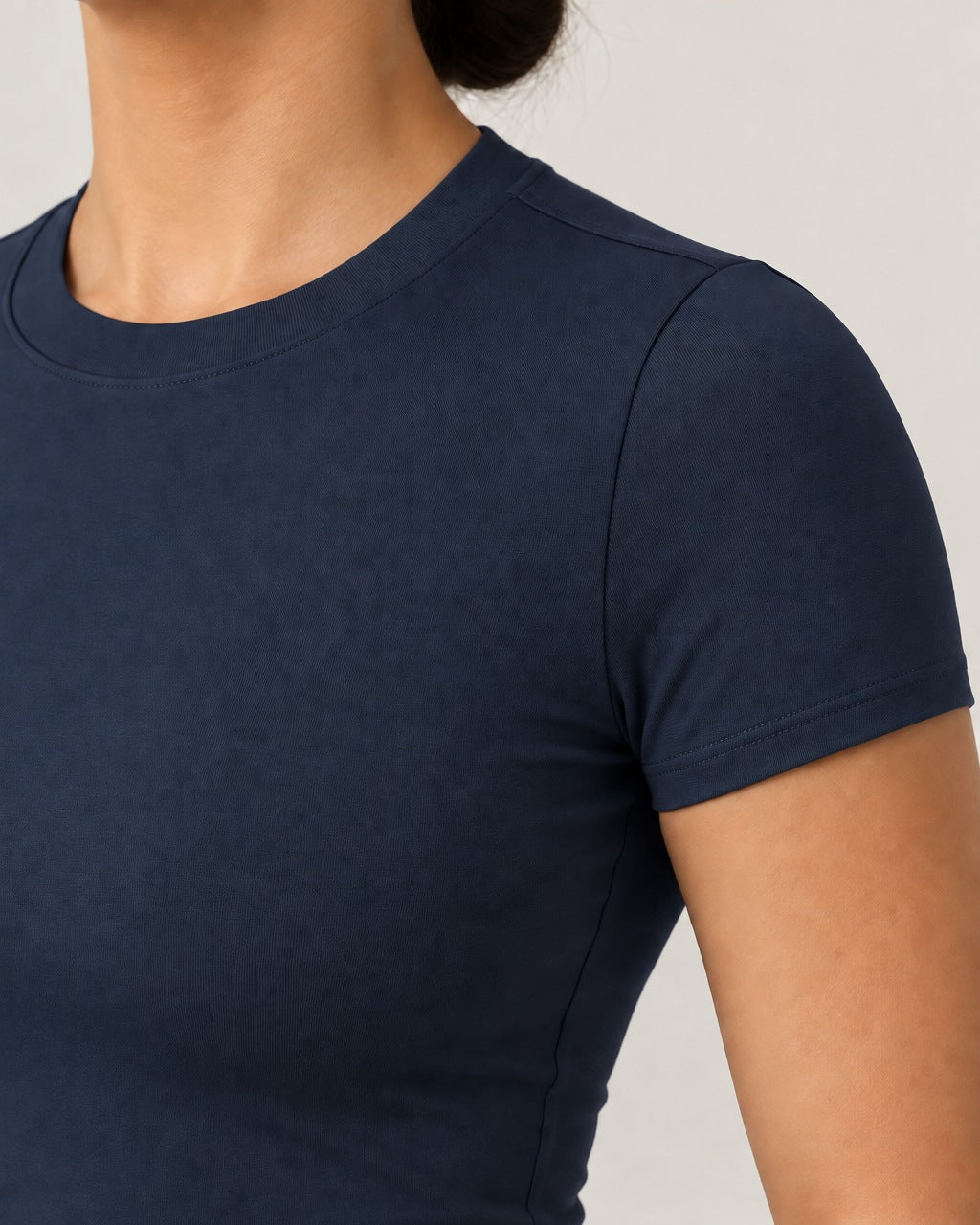 ROMY The Anchor Top in Navy — close-up of waistband and fabric