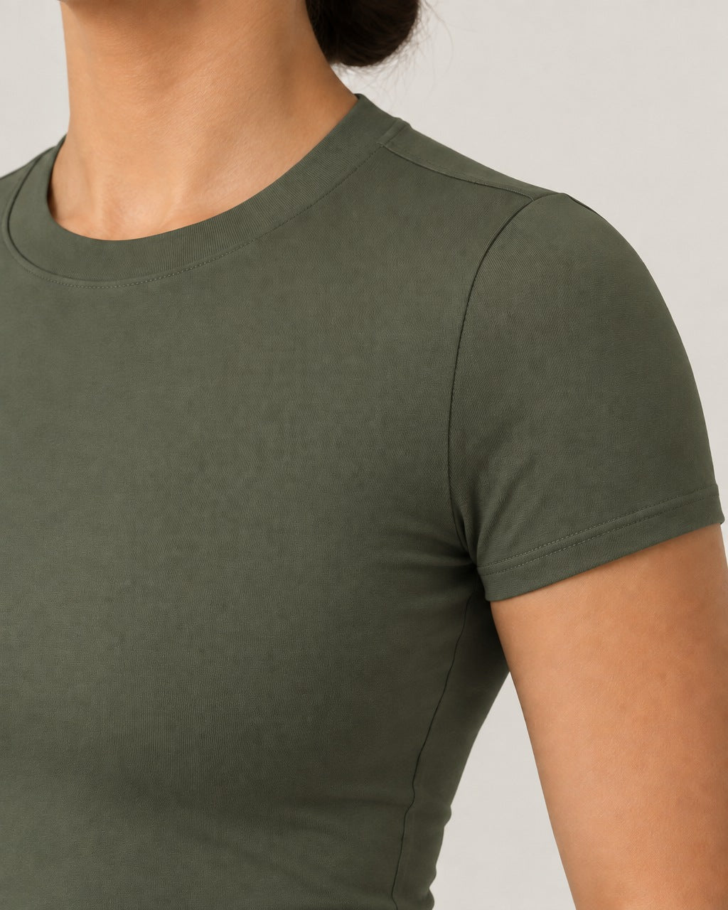 ROMY The Anchor Top in Olive — close-up of waistband and fabric