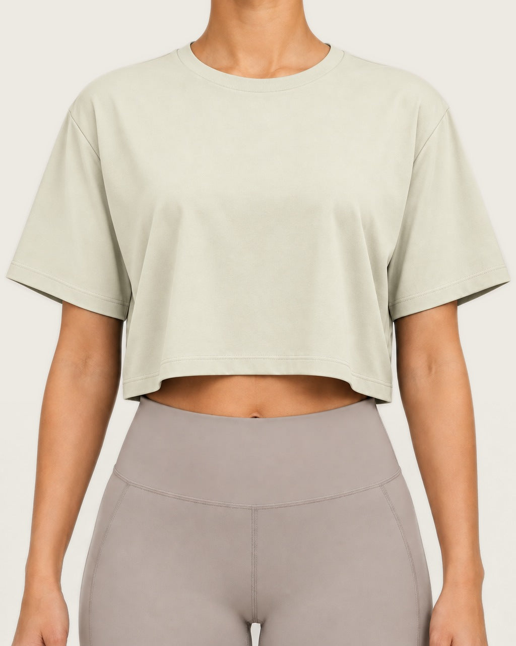 ROMY Ease Cropped Tee in Cream — product view