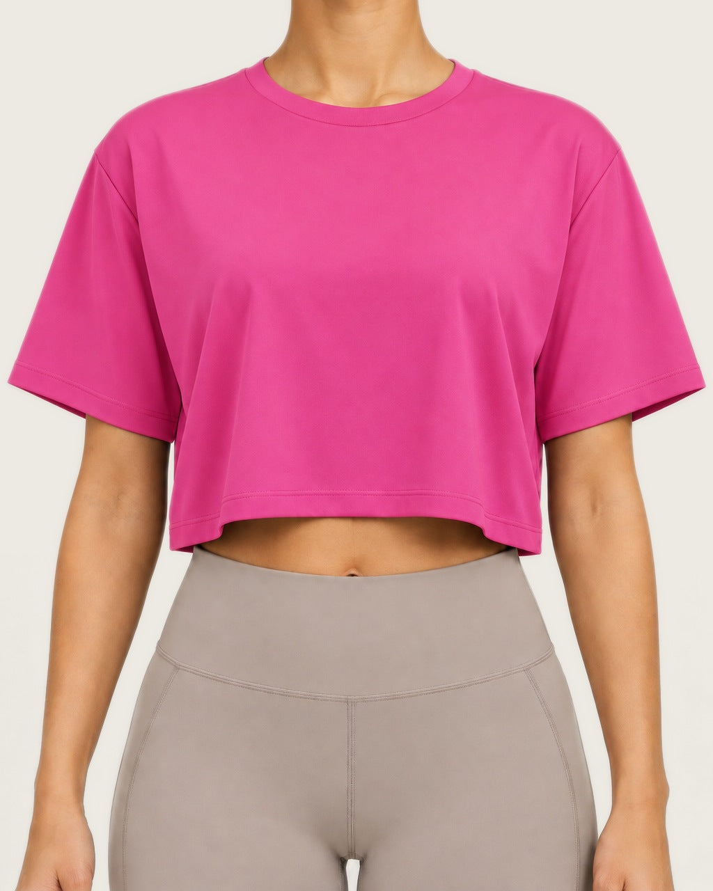 ROMY Ease Cropped Tee in Fuchsia — product view