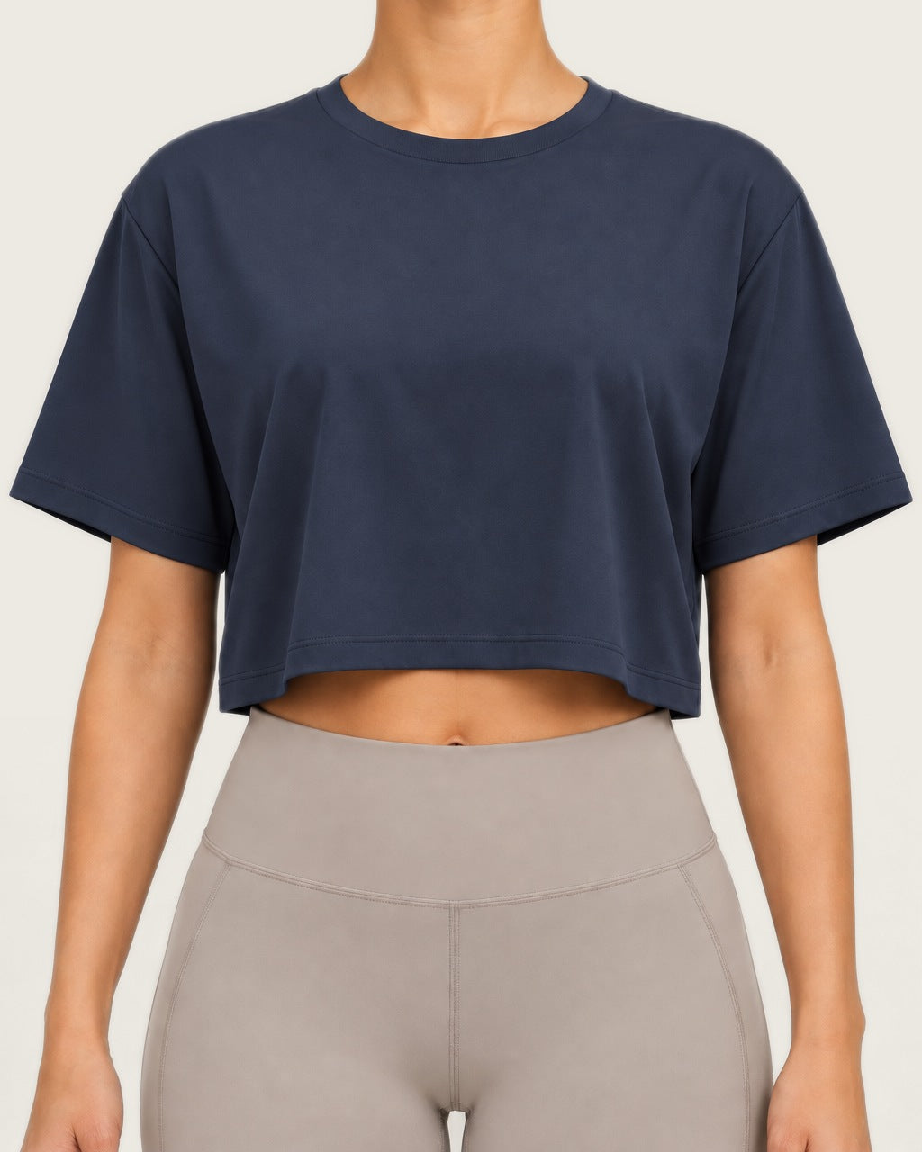 ROMY Ease Cropped Tee in Navy — product view