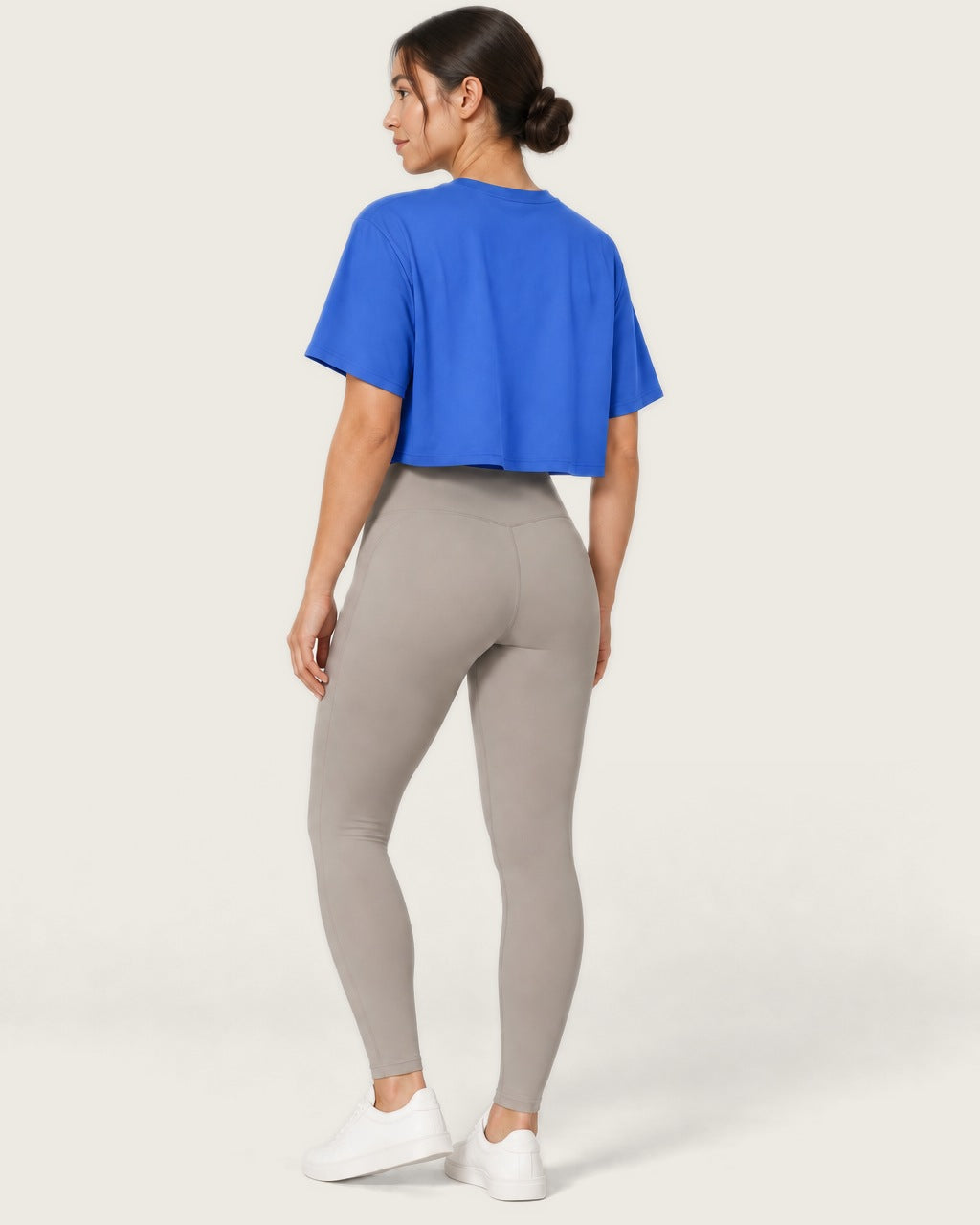 ROMY Ease Cropped Tee in Royal — three-quarter back view